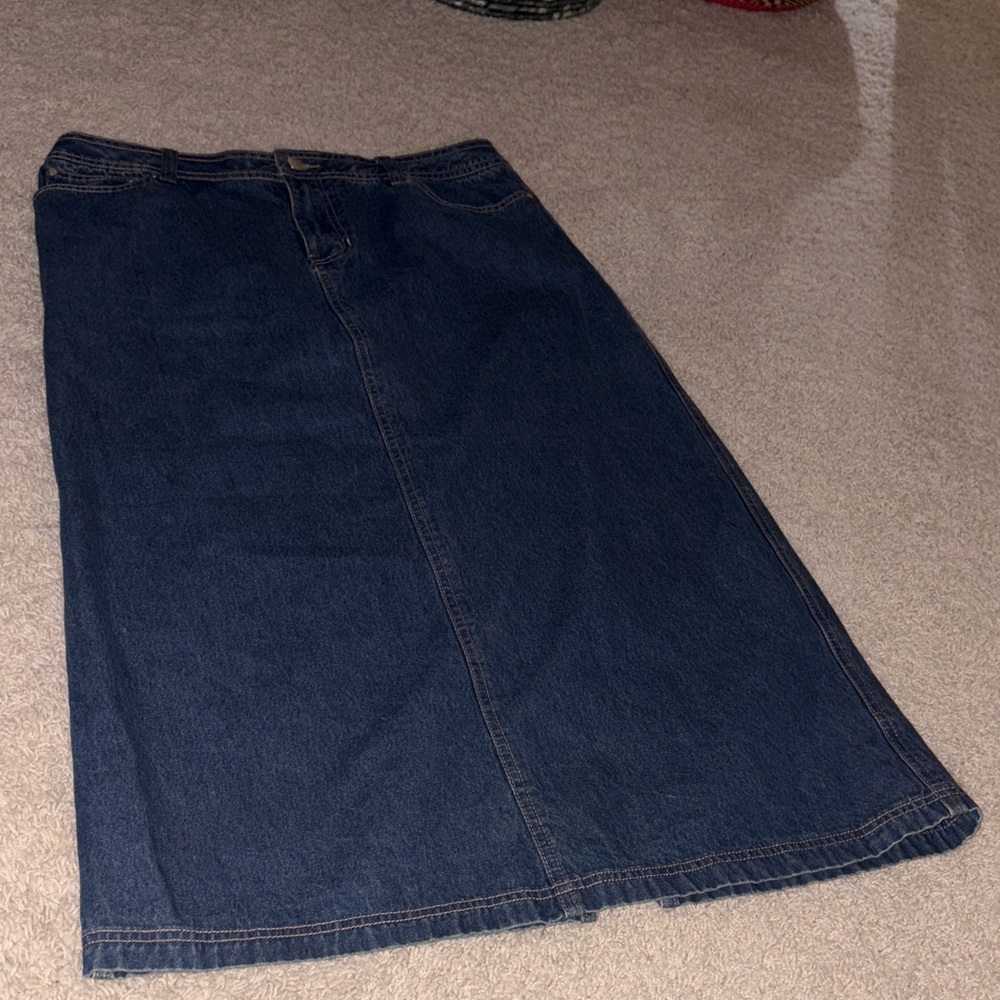 Classic Denim Midi Skirt